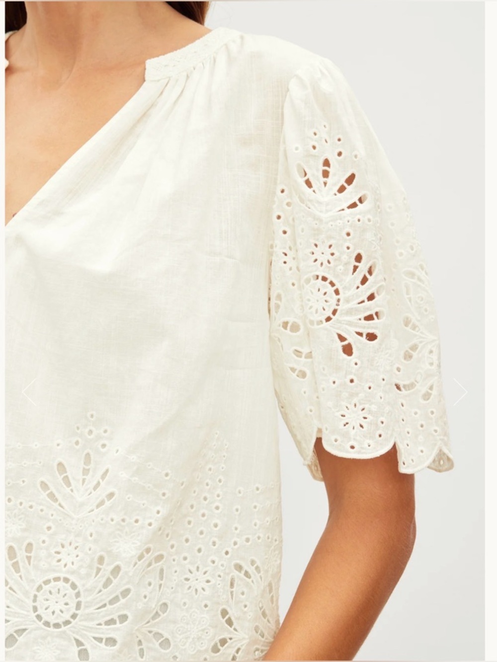 Velvet White Eyelet Blouse Size S NWT